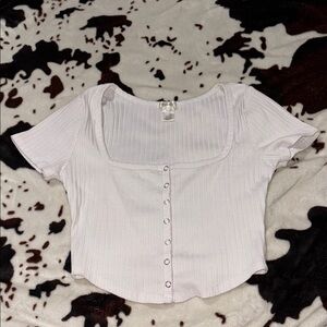 Bozzolo White Buttoned Crop Blouse